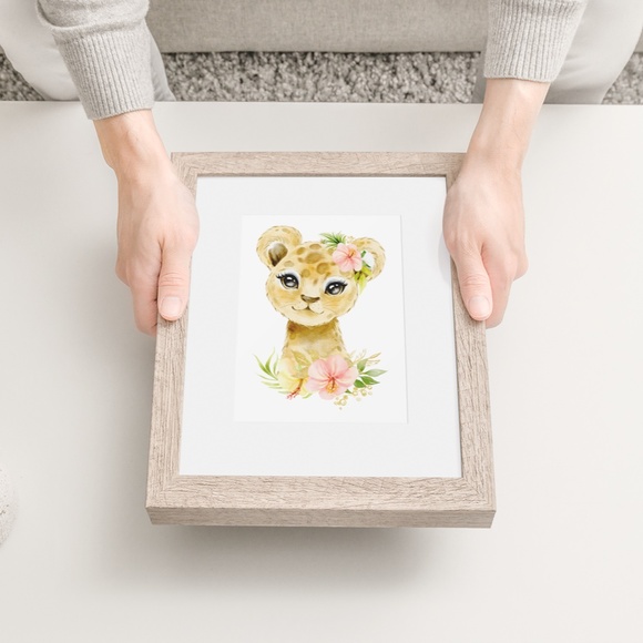 Cute Watercolor Floral Leopard Wall Art Print Poster Unframed - Picture 8 of 9